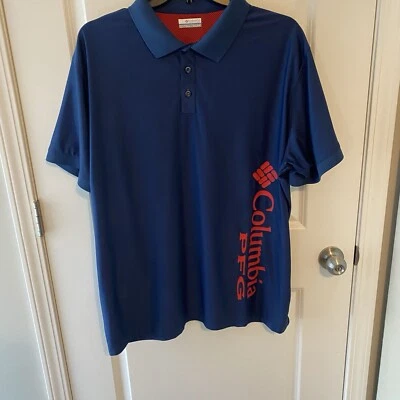 Mens Cloumbia Size 2XL Tall Blue&Red Performance Fishing Gear Short Sleeve Shirt - Image 1 of 4