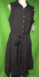 NEW SHARAGANO NY 3W0S196297 DEEP NAVY SLEEVELESS SHIRT DRESS 12 - Picture 1 of 1