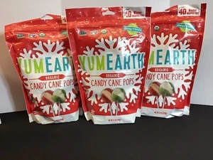 YumEarth Organic Candy Cane Pops 3 x 40 ct Vegan Gluten Free Non-GMO, 3 Pack - Picture 1 of 3