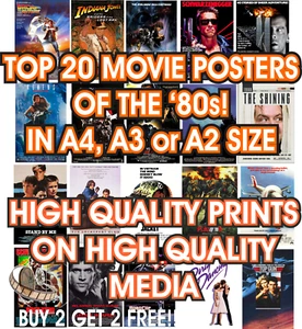FILMPLAKATE - TOP 20 FILME der 80er Jahre - im Format A4, A3 oder A2 - Bild 1 von 21