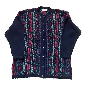 Cardigan lana Elizabeth Stewart vintage taglia 20 maglione maglia floreale - Foto 1 di 7