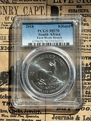 2018 South Africa KRand PCGS MS 70 First Week Struck 1 oz Silver - Image 1 of 3