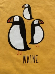 Comfort Colors MAINE Cotton Tee T-Shirt Gold Yellow - Atlantic Puffin - size L - Picture 1 of 5