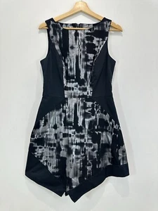 Cue Fit & Flare Dress Women 10 Black Knee Length Lined Aust Made *Missing Belt* - Picture 1 of 11
