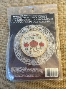 Coats & Clark Cozy Apple Vintage Candlewicking Kit Needlecraft 6x6 Embroidery - Picture 1 of 3