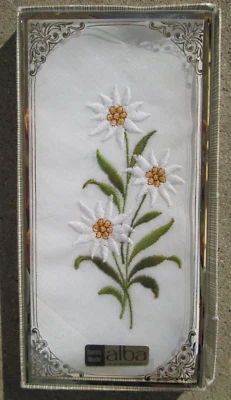 Pañuelo Margarita Hecho en Suiza ALBA 100% Algodón En la Caja Original Foto 1 de 4