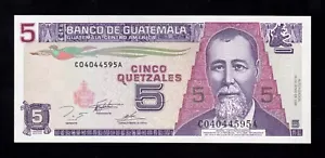 F.C. GUATEMALA , 5 QUETZALES 1995 , S/C ( UNC ) , P.88b . - Picture 1 of 2