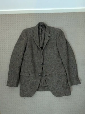 Harris Tweed Jacket Mens Size 36 Brown Wool Single Breasted Coat Adults - Image 1 of 4