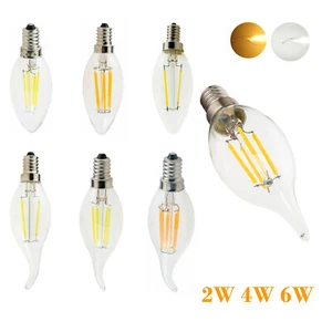 2w 4w 6w Led Filament Bulb E14 Candle 360degree Beam Angle Cob 220v Edison Bulbs - Picture 1 of 18