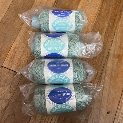 Jaeger of England Sunlin Spun Yarn Color 6175 Nile Green Lot of 4 Skeins NEW - Image 1 of 4