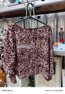 NEXT PETITES BROWN ANIMAL PRINT CREPE TOP SIZE 10 - Picture 1 of 3