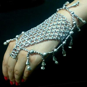Bollywood Bauchtanz Belly Dance Sklavenarmband Handschmuck Armband Ring Silber - Bild 1 von 2