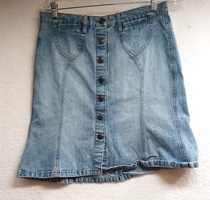 Abercrombie & Fitch Womens Jean Skirt Blue Mini A Line Button 100% Cotton Size 4 - Picture 1 of 11