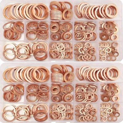 Washer Gasket Nut Bolt Copper Flat Ring Seal Assortment M6/8/10/12/14/16/18/20 - Image 1 of 4