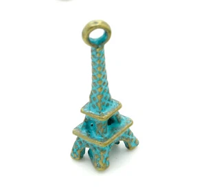 Antik Patina Grün Bronze Charm Anhänger Ohr 20mm x 7mm x 5mm - Eiffelturm - Bild 1 von 5