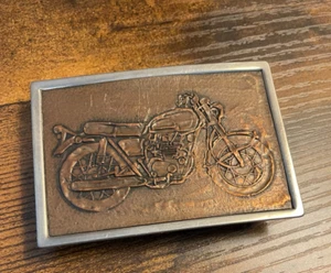MOTORCYCLE BELT BUCKLE, SILVER TONE AND BRONZE - Picture 1 of 3