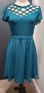 xhilaration Teal Dress W/Criss-Cross Neckline Sz S - Picture 1 of 4