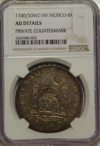 1740/30 MF NGC AU (countermark) Mexico 8 Reales - Picture 1 of 3