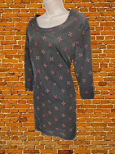 LAURA ASHLEY UK 16 BROWN FINE CORDUROY PINK FLOWER 3/4 SLEEVE SHORT SHIFT DRESS - Picture 1 of 9