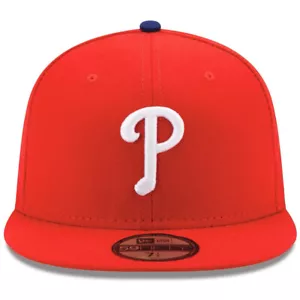 NUEVO CON ETIQUETAS ERA PHILADELPHIA PHILLIES HOMBRE ROJO 59FIFTY SOMBRERO AJUSTADO ROJO 7 1/8 - Imagen 1 de 3