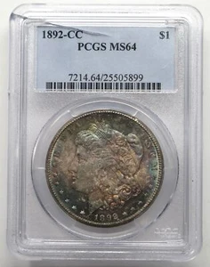1892-CC Morgan Dollar $1 MS64 PCGS Key Date Monster Toned 28534 - Picture 1 of 4