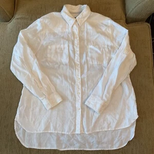 Camicia di lino donna LORD & TAYLOR taglia 0X bianco sporco manica lunga - Foto 1 di 15