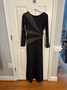 Venus Black & Nude Open Side Back Long Sleeve Gown Dress sz 10 NWT - Picture 1 of 7