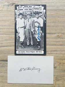 Bill Terry New York Giants HOF AUTOGRAPHED Signed Index and Baseball Card Honus - Picture 1 of 1