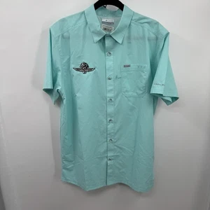 Columbia PFG Slack Tide Camp Shirt Mens M Aqua IMS Logo Vented Outdoor Fishing - Picture 1 of 9