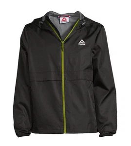 REEBOK Men’s Size S Full-Zip Windbreaker Jacket with Hood • Black - Picture 1 of 13