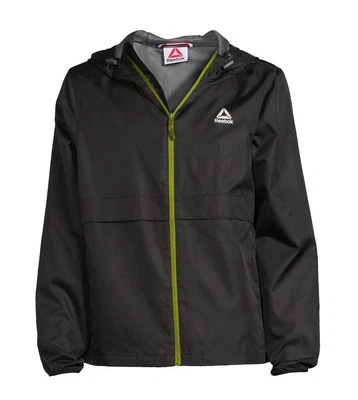 REEBOK Men’s Size M Full-Zip Windbreaker Jacket with Hood • Black - Image 1 of 4