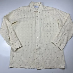 Vintage 70er/80er De Saro Hemd L Creme Nadelstreifen Micro-Dot Button Down Disco Mod - Bild 1 von 6