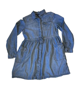 Tommy Hilfiger Denim Dress Girls Size 16 Long Sleeve Snap Close w Pockets - Picture 1 of 11