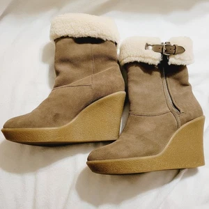 New Coach tan suede platform boot shearling lined size 10 Cabin Ski Luxe Y2K - Picture 1 of 12