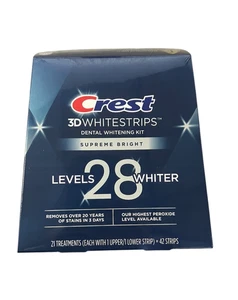 CREST 3D Levels 28 SUPREME Bright, Teeth Whitening Strip Kit 42 strips EXP 03/26 - Picture 1 of 4