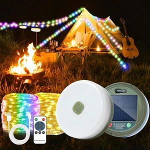 10M Stowable String Lights Solar USB Camping Lights Reel Waterproof Outdoor RGBW - Picture 1 of 15