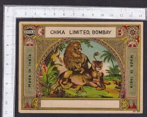 India vintage Textile Dyes label Chika Ltd., Bombay - LION - Picture 1 of 1