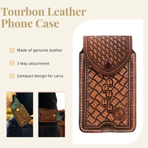 Funda de cuero Tourbon para teléfono celular con cinturón resistente para iPhone Samsung - Imagen 1 de 24