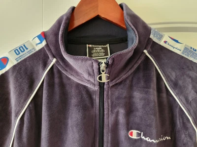Chaqueta deportiva Champion Velour para hombre grande azul marino precio de venta sugerido por el fabricante 75 USD 100 aniversario Foto 1 de 4