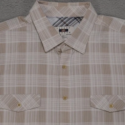 Camisa Joseph Abboud Para Hombre 2XLT TALL Beige A Cuadros Abotonada Manga Larga Foto 1 de 4