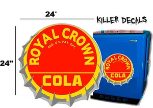 24" RADIOCONTROL ROYAL CROWN COLA TAPA CALCOMANÍA ENFRIADORES SODA MÁQUINA POP LETRERO ESTILO 2 - Imagen 1 de 1