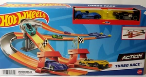 Hot Wheels Turbo Race Set With 2 Cars 2 Launchers Mattel New - Picture 1 of 14