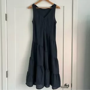 Vestido midi CP Shades 100% lino azul pequeño - Imagen 1 de 16