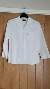 LEVIS Girls White Button Down Shirt Utility Pocket Logo ~ Size Medium Vgc - Picture 1 of 10