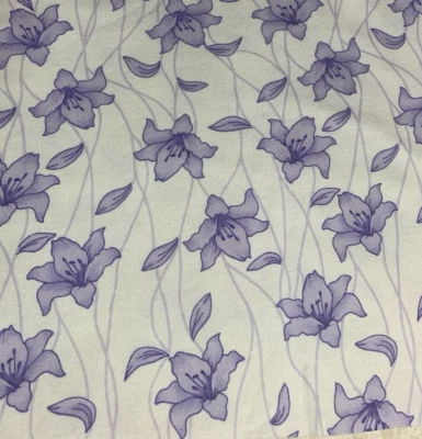1 Yard Rare Excellent Purple Lillies on White Flannel Fabric 45" - Image 1 of 4