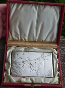 Ant. Dated 1881 Gorham Sterling Aesthetic Movement Card Case In Original Case 