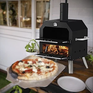 2 Layer Outdoor 12" Wood Burning Tabletop Pizza Oven with Stone and Peel - Picture 1 of 10