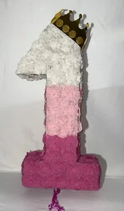 My First Year , First Month Baby Girl Piñata Handmade Pink And White 14x30 - Picture 1 of 1