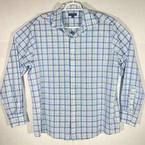PETER MILLAR Crown Crafted Plaid Men Long Sleeve Performance Shirt XL Blue - Picture 1 of 7