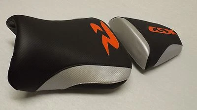CUSTOM FRONT& REAR SEAT COVERS BLACK/SILVER FIT SUZUKI GSXR 600R 750R 2004 2005 - Image 1 of 4